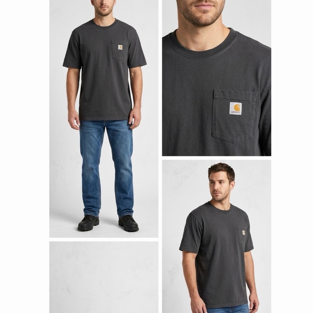 Carhartt K87 Mens T-Shirt XL Loose Fit‎ Pocket Short Sleeve Heather Black